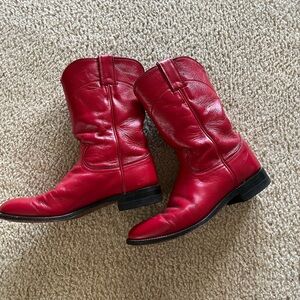 Justin Boots Red Leather Women's Shoes